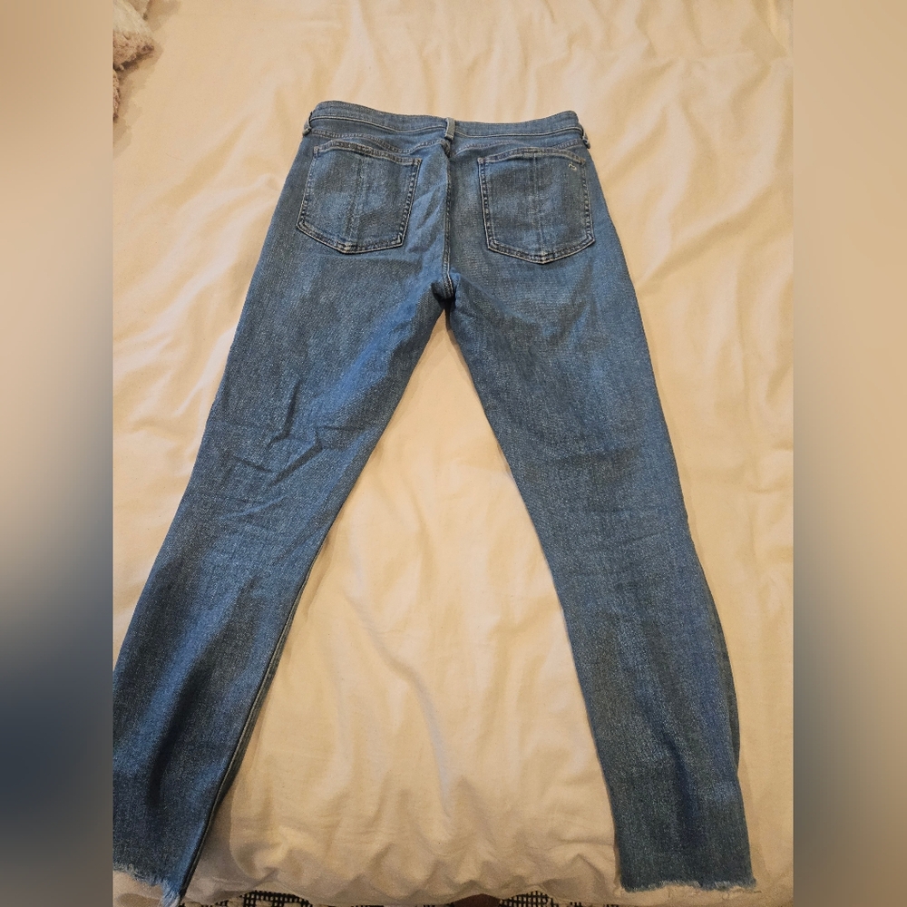 Rag & Bone Cate Mid Rise Ankle Skinny Jeans Blue Distressed Zip Women's Size 31 - Picture 2 of 10